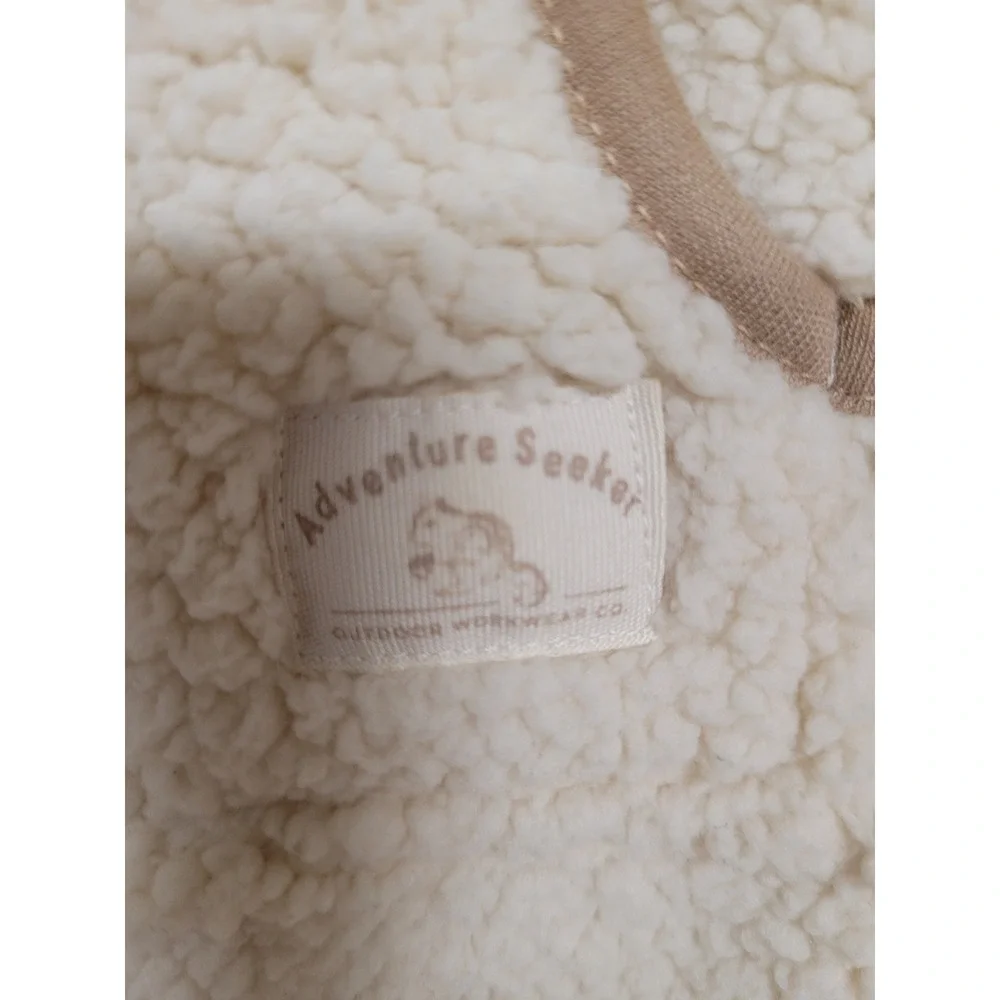 Carters Adventure Seeker Sherpa Fleece Jumpsuit Cream Tan Size 24M